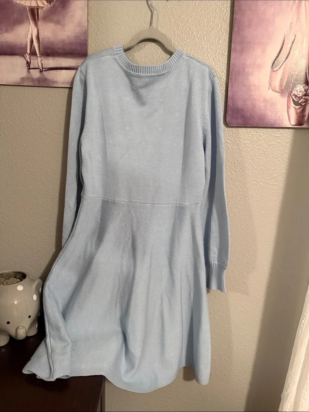 Poppies and Roses girls sweater knit dress size M light blue pre loved